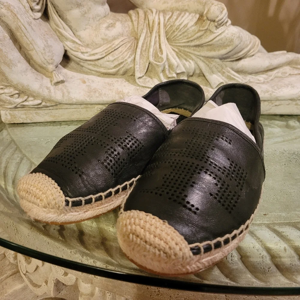 Tory Burch Leather Logo Espidrilles Designer Summer Vacation Slip On 1213
